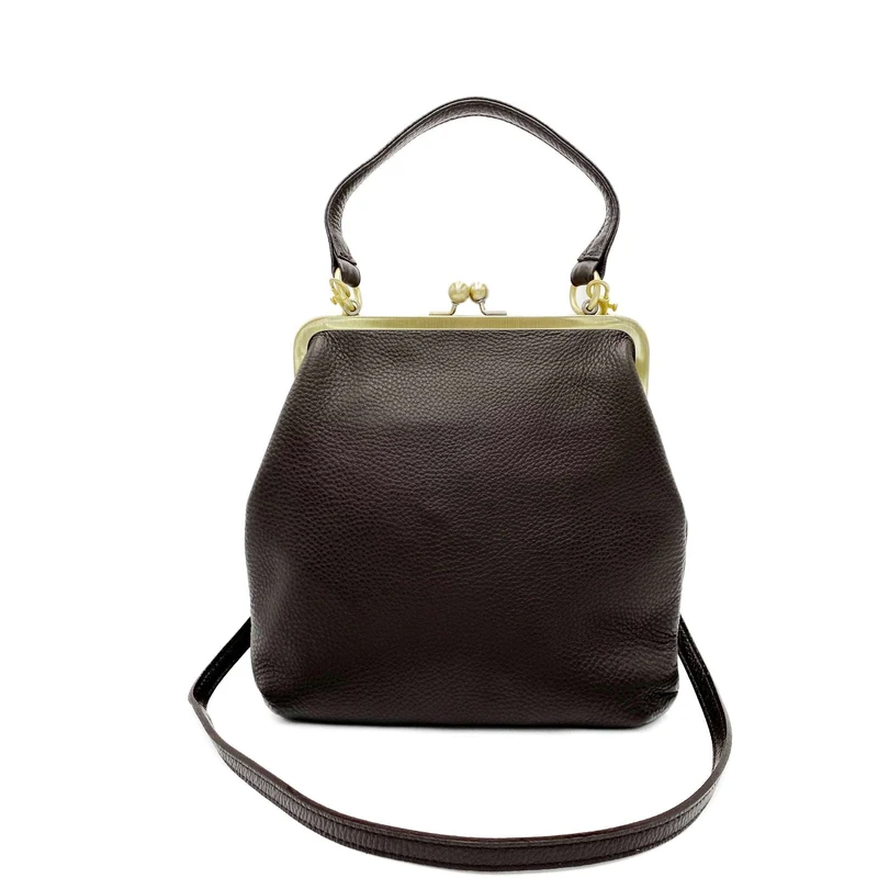 Vintage Ledertasche Damen - Handtasche Zoe in Dunkelbraun, Retro Umhängetasche & Henkeltasche