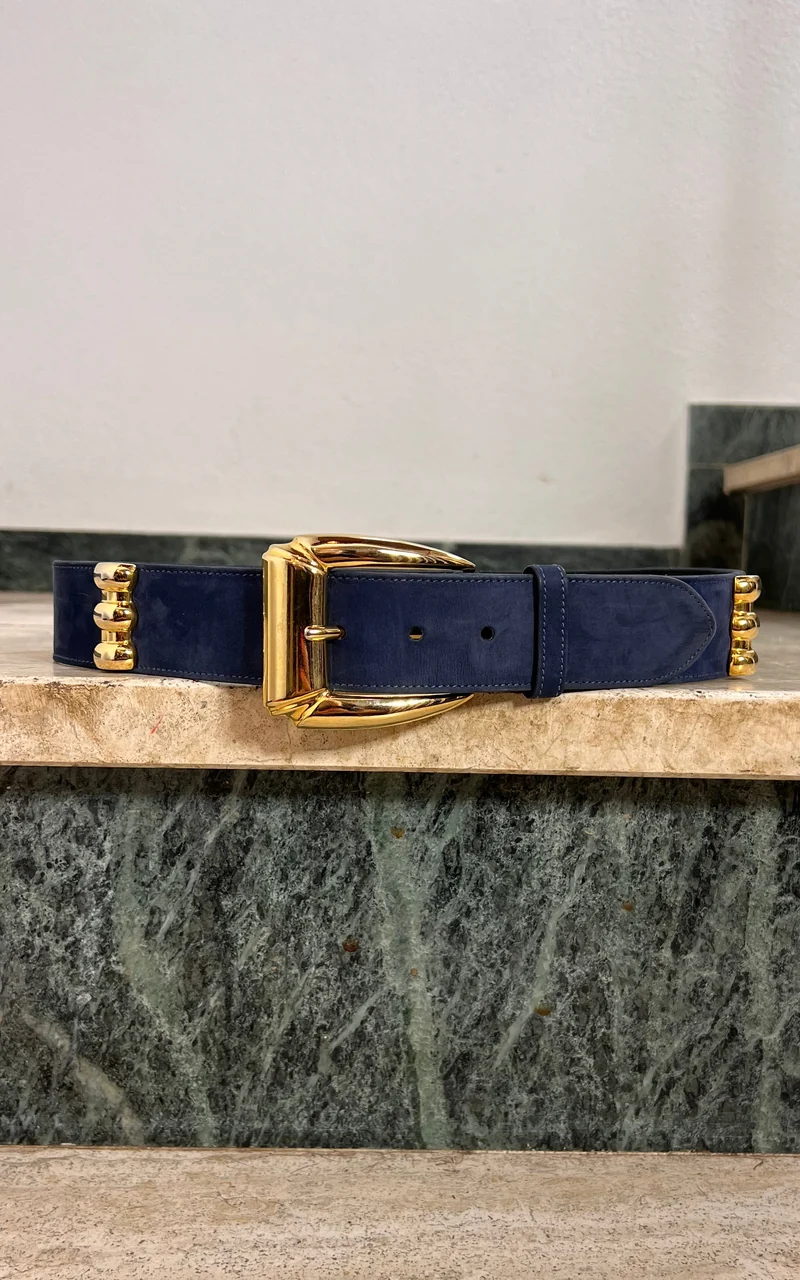 Vintage 90s Escada Navy Suede Statement Belt