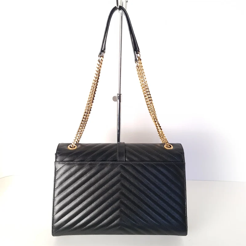 YSL Saint Laurent Black Caviar Large Envelope Bag
