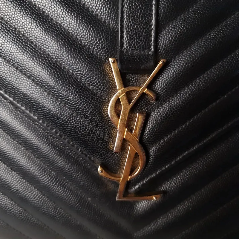 YSL Saint Laurent Black Caviar Large Envelope Bag