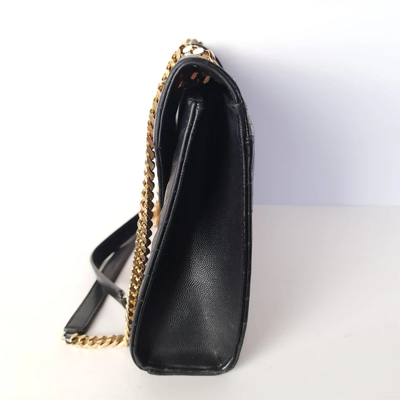YSL Saint Laurent Black Caviar Large Envelope Bag