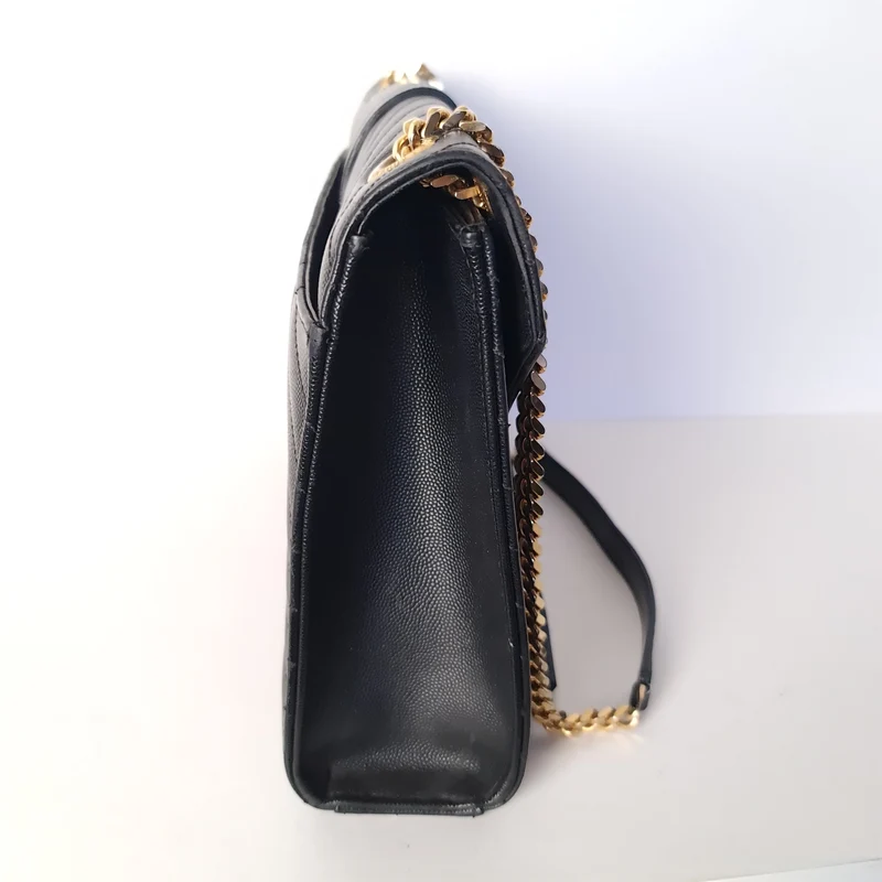 YSL Saint Laurent Black Caviar Large Envelope Bag