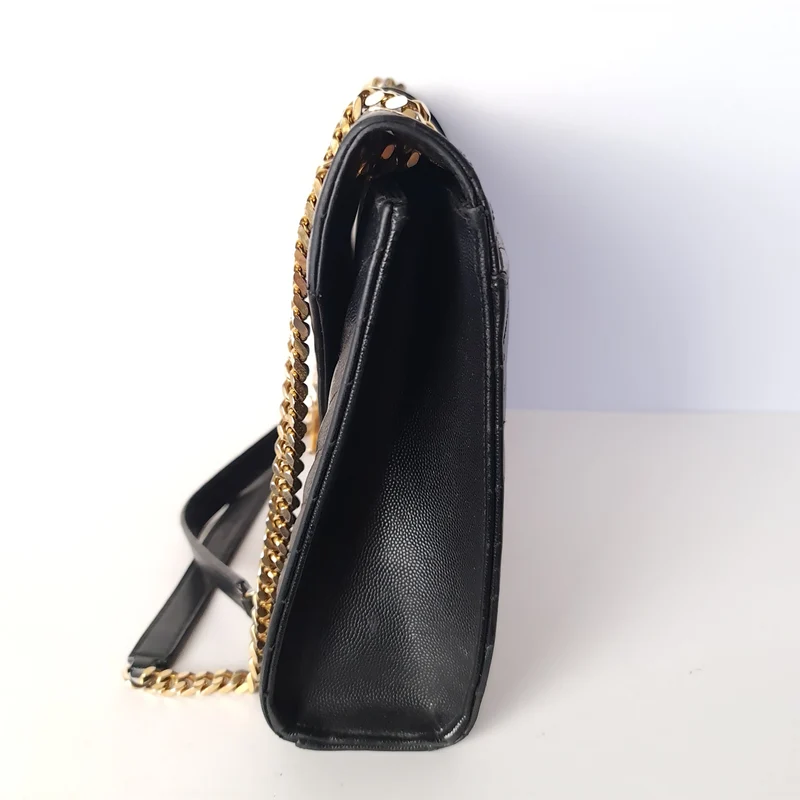 YSL Saint Laurent Black Caviar Large Envelope Bag