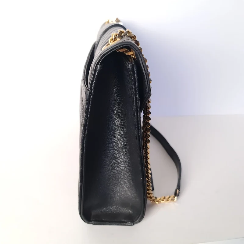 YSL Saint Laurent Black Caviar Large Envelope Bag