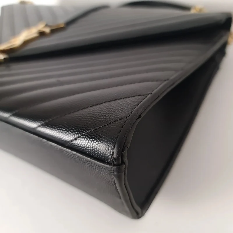 YSL Saint Laurent Black Caviar Large Envelope Bag