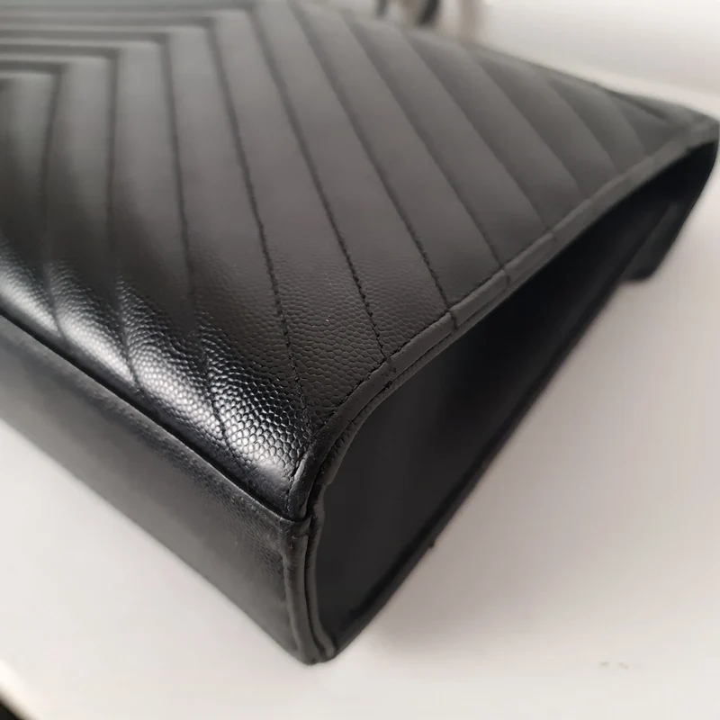 YSL Saint Laurent Black Caviar Large Envelope Bag