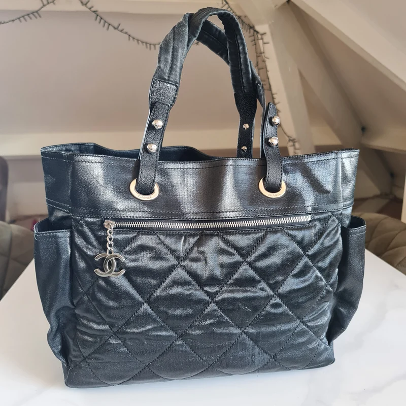 Chanel Black Fabric Biarritz Tote Bag (806)