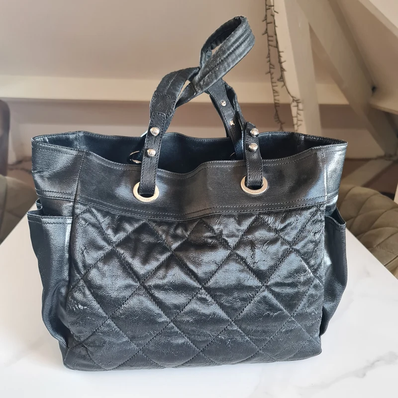 Chanel Black Fabric Biarritz Tote Bag (806)