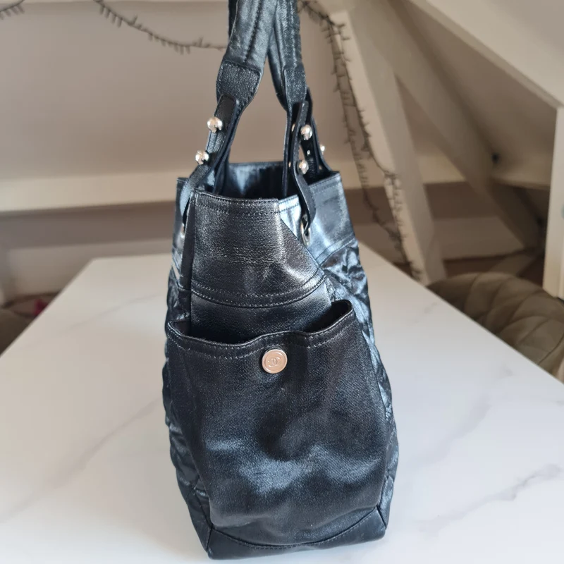 Chanel Black Fabric Biarritz Tote Bag (806)