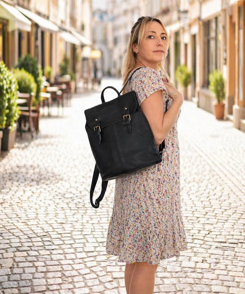 Damen Lederrucksack "Billie" in braun, Vintage Rucksack - Tagesrucksack