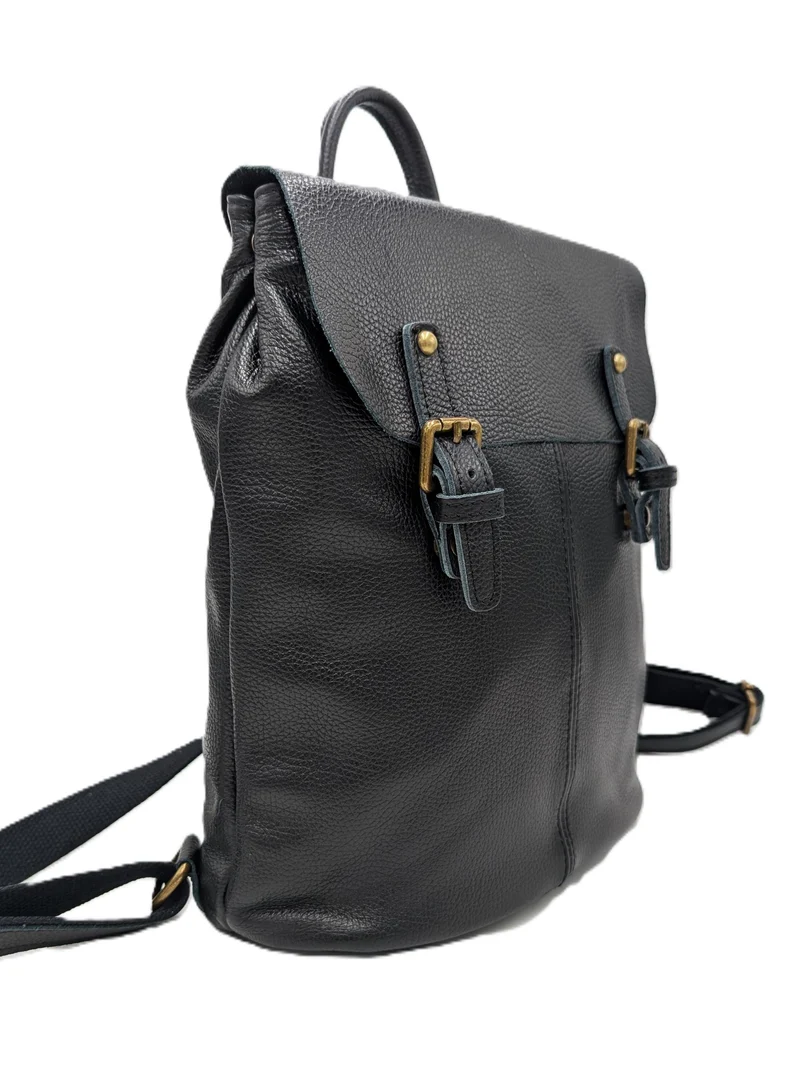 Damen Rucksack aus Echtleder „Billie“ – Schwarzer Cityrucksack für Alltag & Freizeit