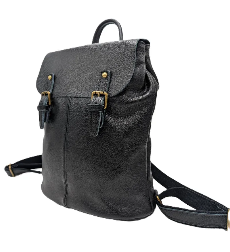 Damen Rucksack aus Echtleder „Billie“ – Schwarzer Cityrucksack für Alltag & Freizeit