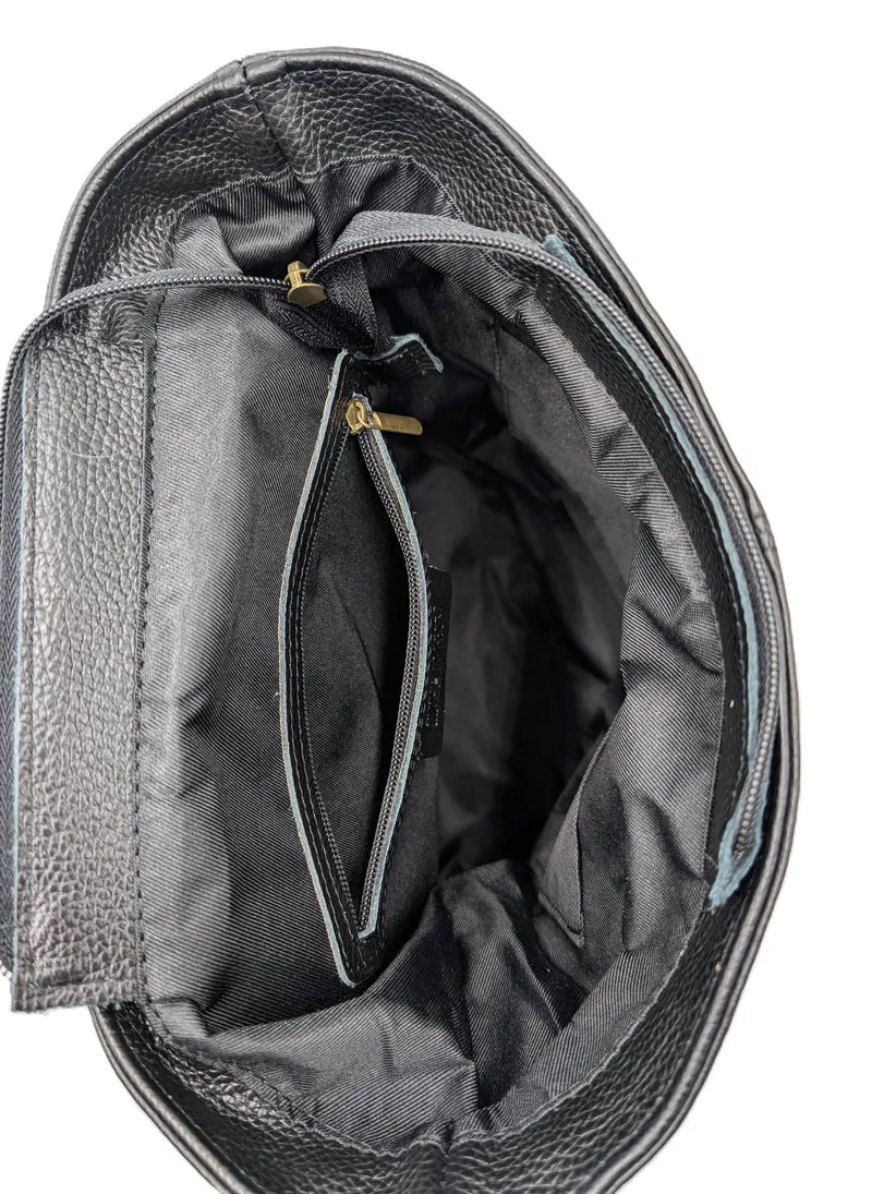 Damen Rucksack aus Echtleder „Billie“ – Schwarzer Cityrucksack für Alltag & Freizeit