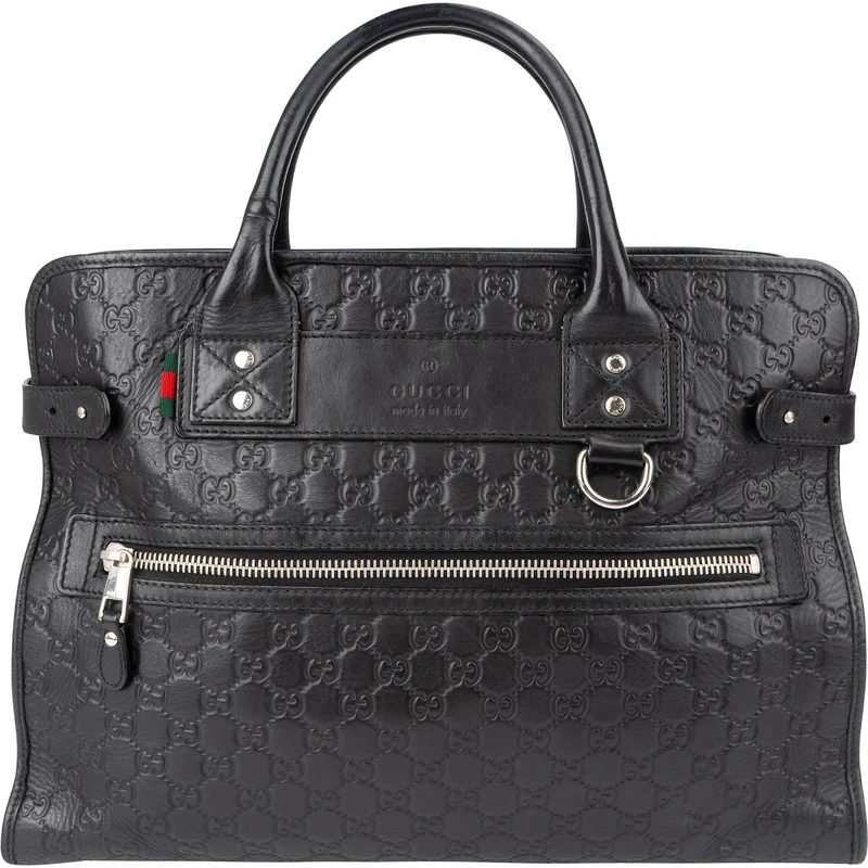 Gucci Guccissima Leather Web Detail Briefcase Handbag