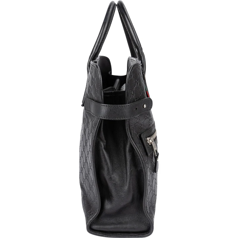 Gucci Guccissima Leather Web Detail Briefcase Handbag