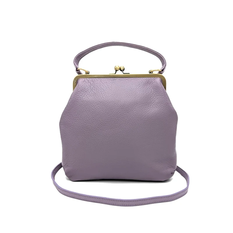 Retro Umhängetasche und Henkeltasche aus Leder, Handtasche "Zoe" in lila