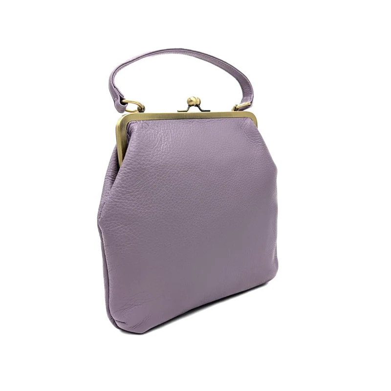 Retro Umhängetasche und Henkeltasche aus Leder, Handtasche "Zoe" in lila