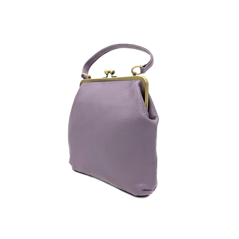 Retro Umhängetasche und Henkeltasche aus Leder, Handtasche "Zoe" in lila