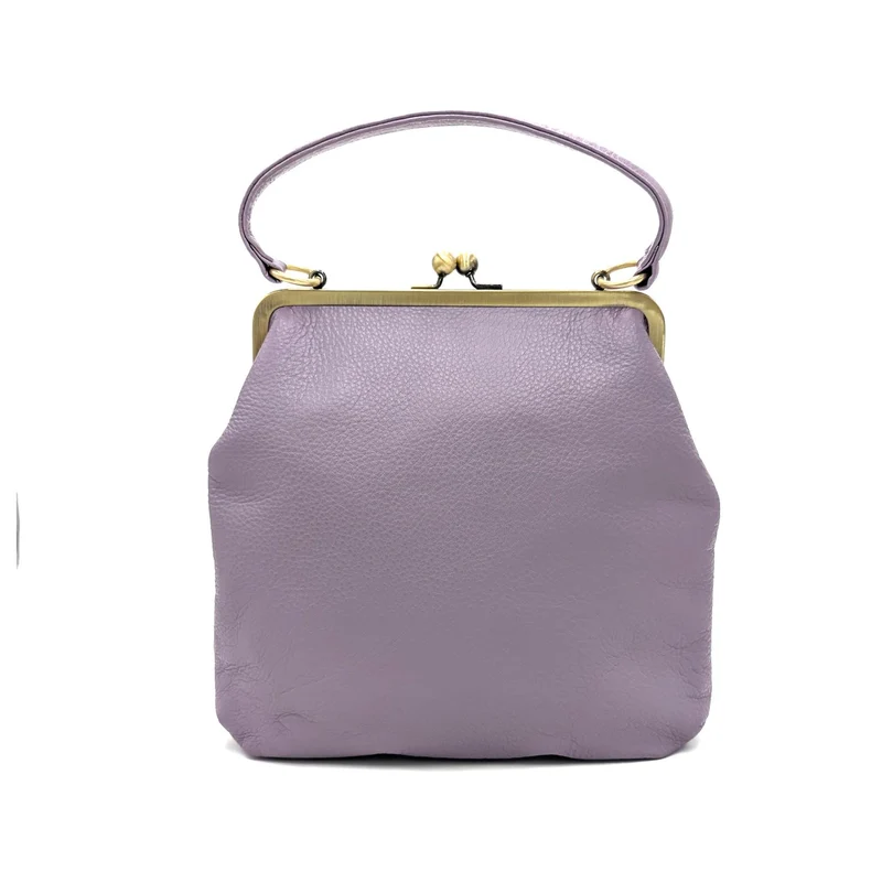Retro Umhängetasche und Henkeltasche aus Leder, Handtasche "Zoe" in lila
