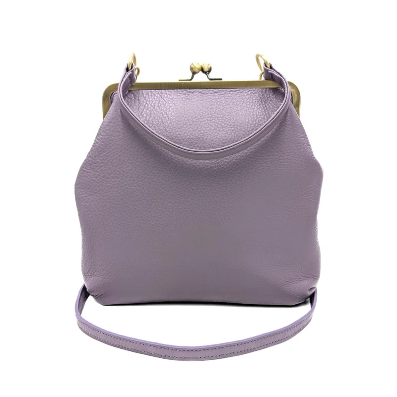 Retro Umhängetasche und Henkeltasche aus Leder, Handtasche "Zoe" in lila