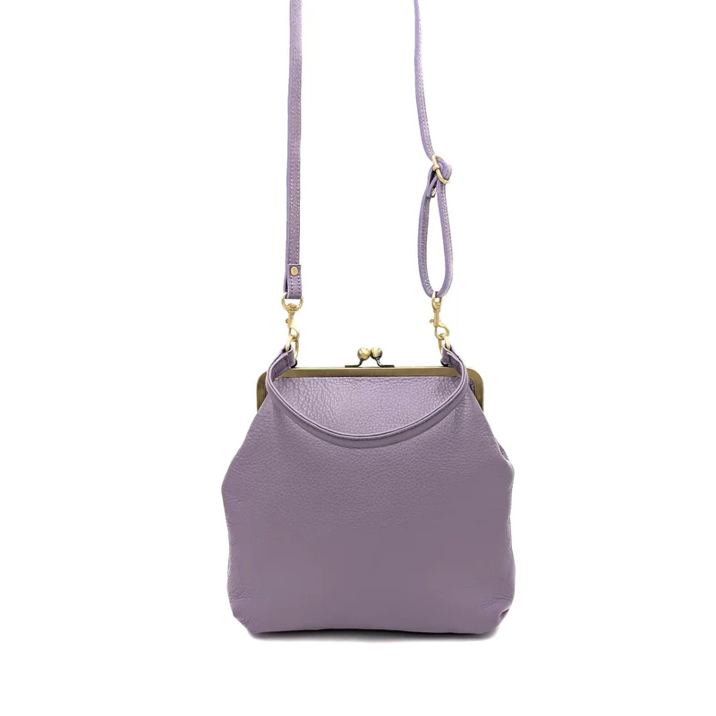 Retro Umhängetasche und Henkeltasche aus Leder, Handtasche "Zoe" in lila