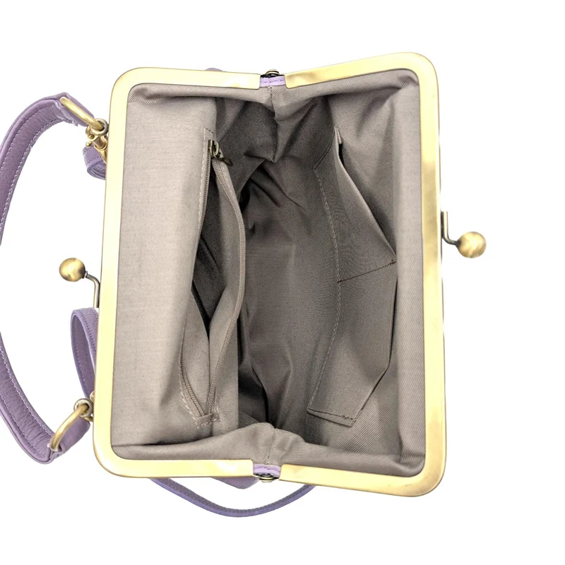 Retro Umhängetasche und Henkeltasche aus Leder, Handtasche "Zoe" in lila