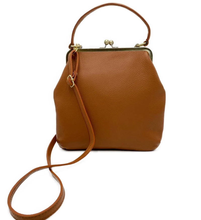 Retro Umhängetasche und Henkeltasche aus Leder, Handtasche "Zoe" in lila