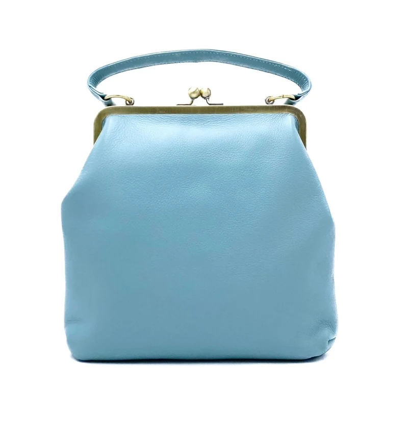 Retro Umhängetasche und Henkeltasche aus Leder, Handtasche "Zoe" in lila