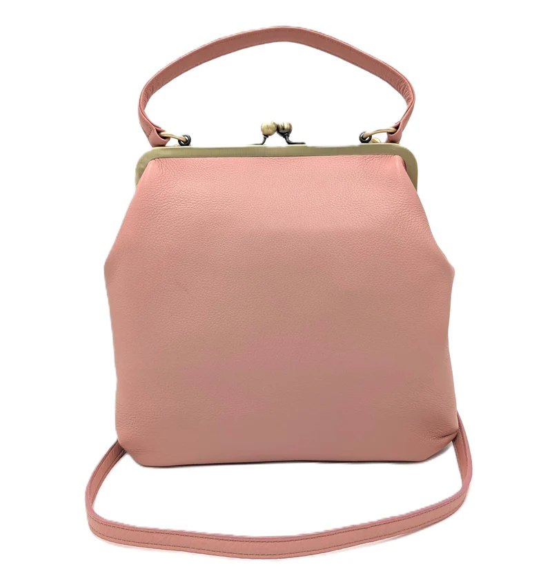 Retro Umhängetasche und Henkeltasche aus Leder, Handtasche "Zoe" in lila