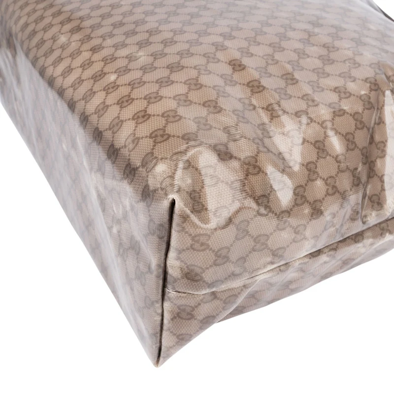 Gucci Monogram GG Vinyl Web See-Through Large Tote Travel Shoulder Handbag