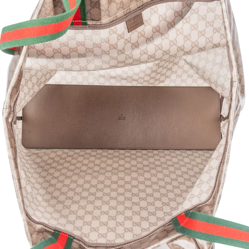 Gucci Monogram GG Vinyl Web See-Through Large Tote Travel Shoulder Handbag