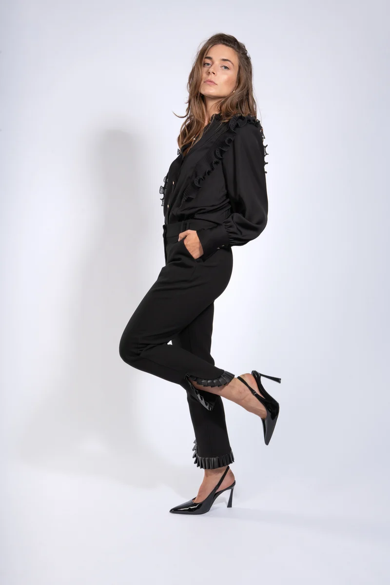 Anlassbluse aus Viskose mit Plissee-Falten
