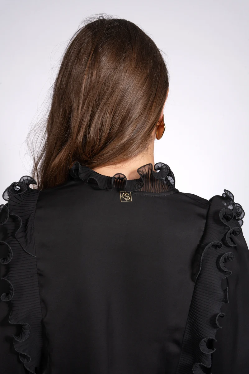 Anlassbluse aus Viskose mit Plissee-Falten
