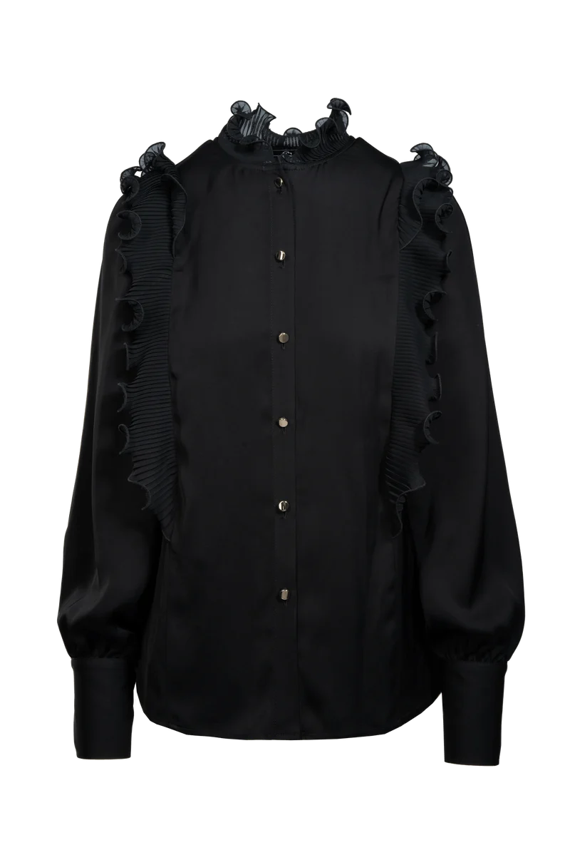 Anlassbluse aus Viskose mit Plissee-Falten