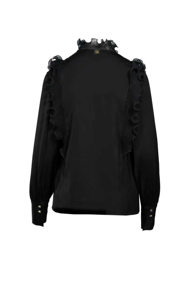 Anlassbluse aus Viskose mit Plissee-Falten