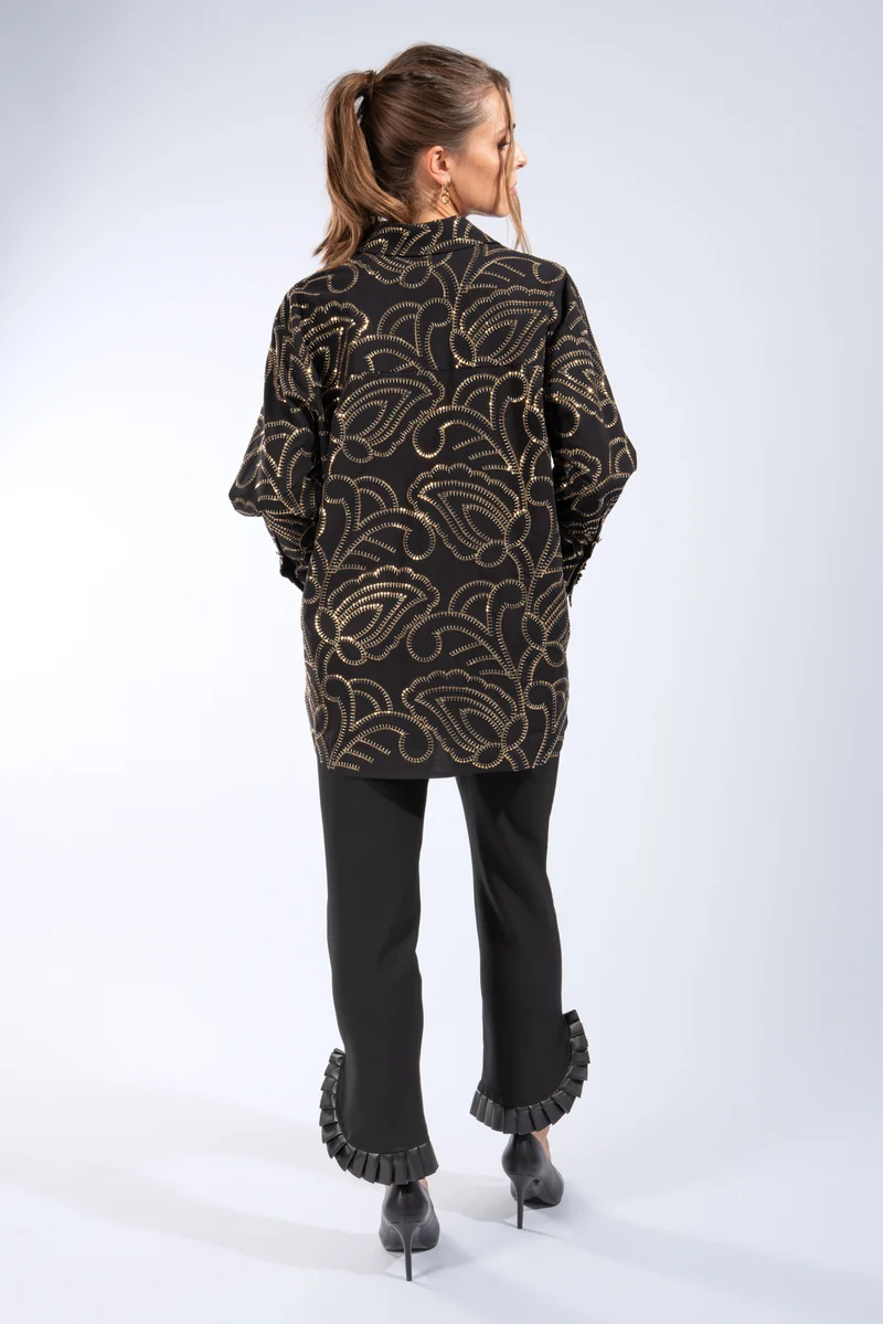 Oversized Hemdbluse aus bestickter Baumwolle