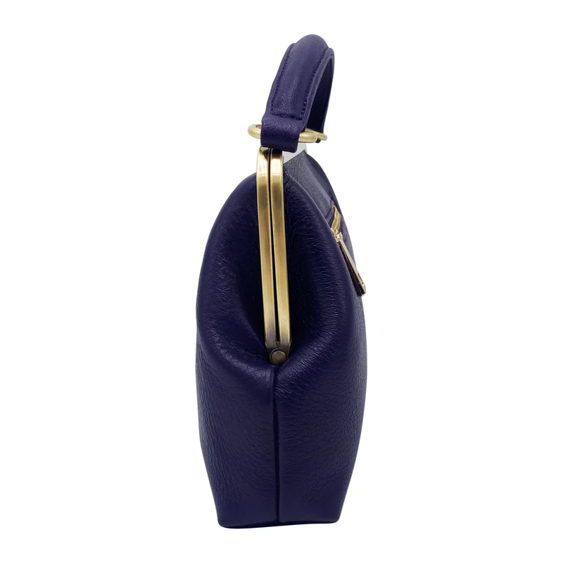 Leder Umhängetasche und Henkeltasche im Retrostil „Kleine Olive“ in Violet