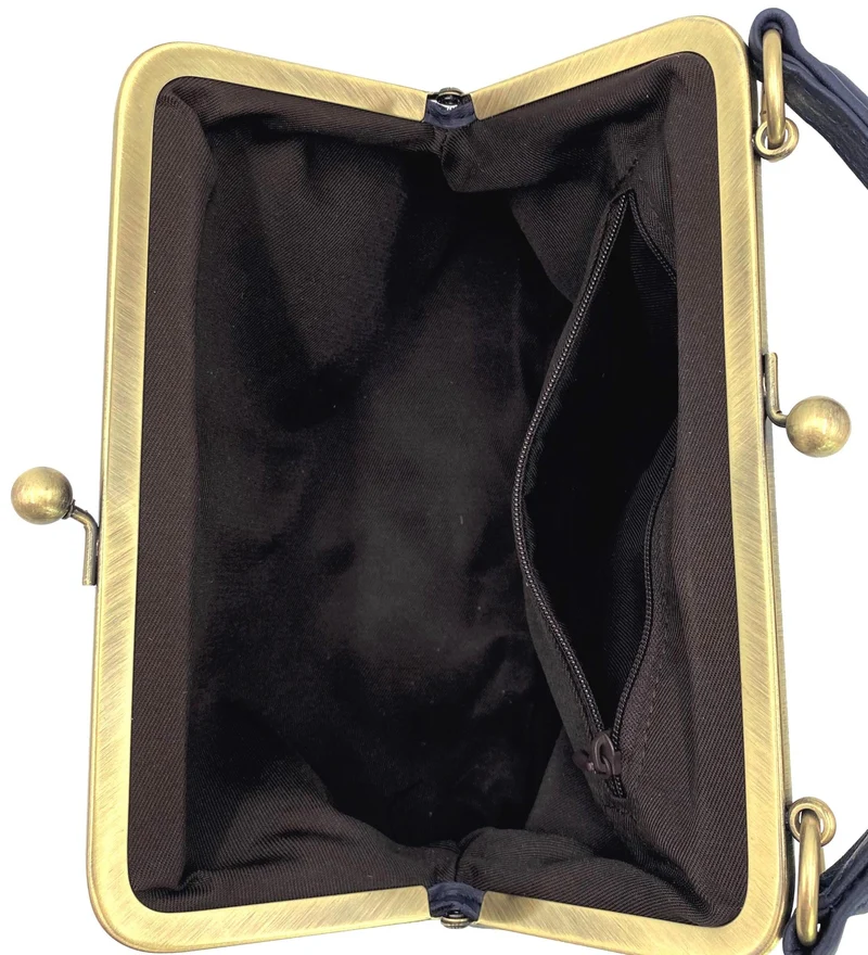 Leder Umhängetasche und Henkeltasche im Retrostil „Kleine Olive“ in Violet