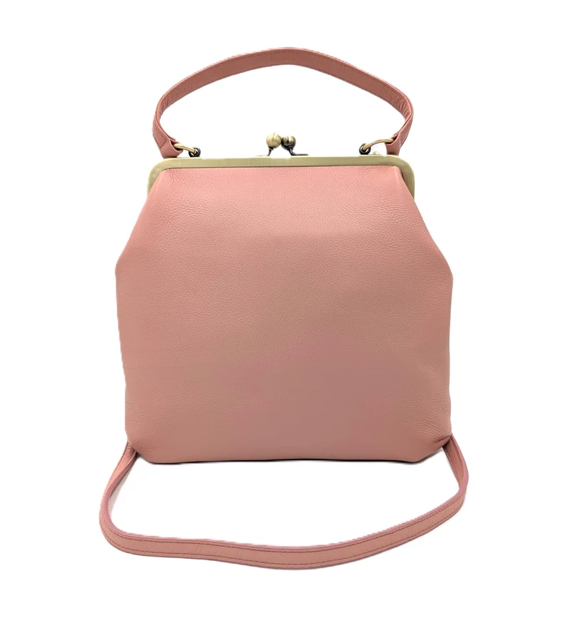 Cremeweiße Leder Handtasche – Zoe, Damen Umhängetasche mit Henkel und Schnappverschluss