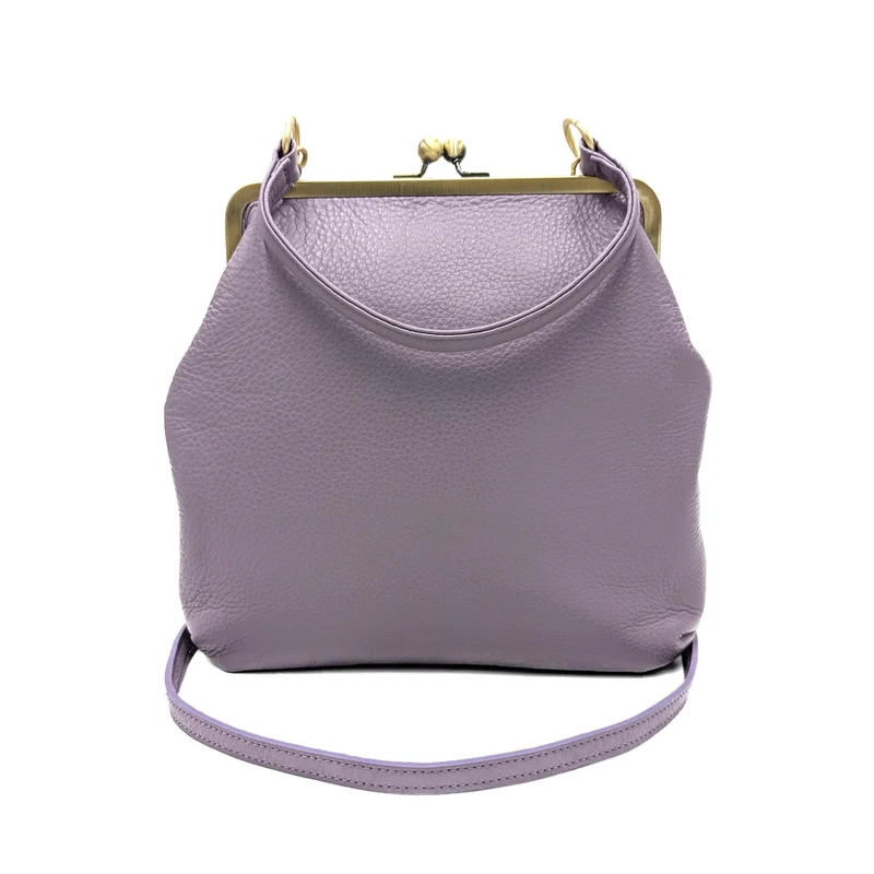 Cremeweiße Leder Handtasche – Zoe, Damen Umhängetasche mit Henkel und Schnappverschluss