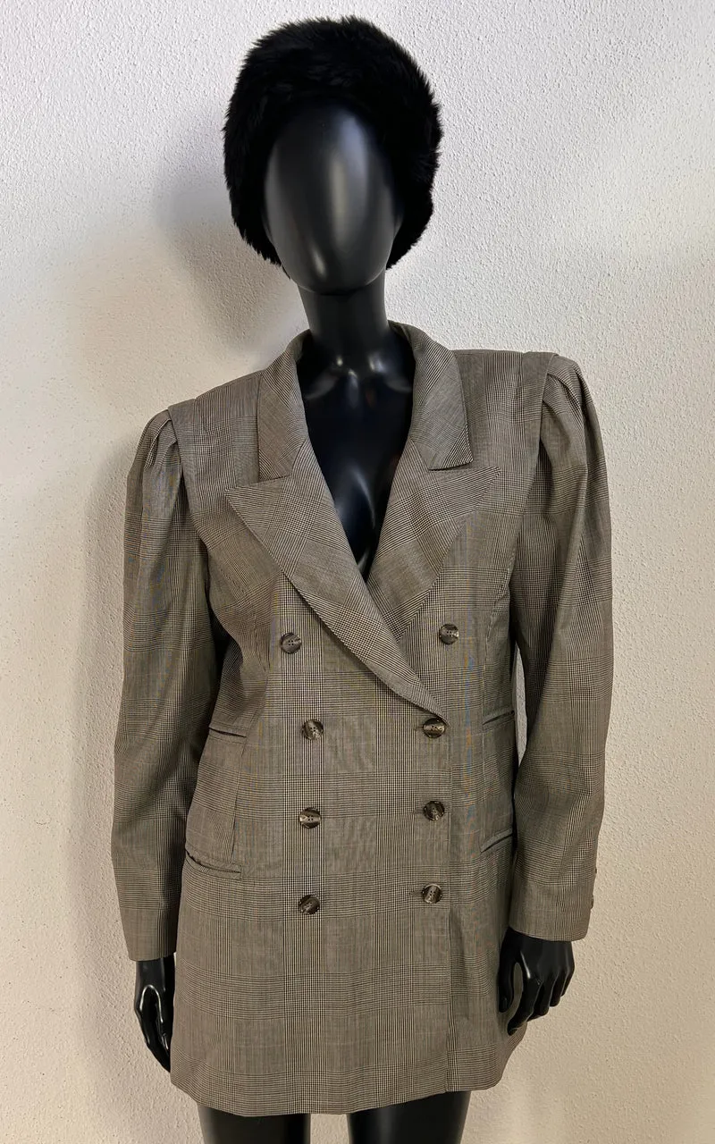 Vintage Rena Lange Glen Check Wool Blazer
