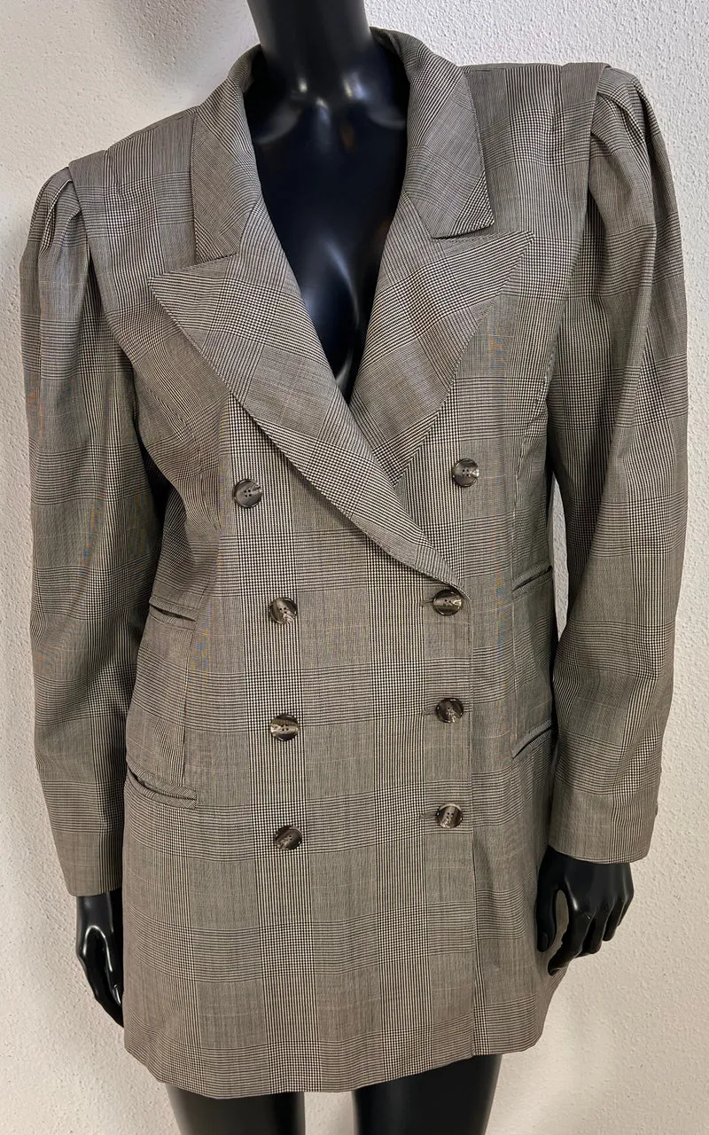 Vintage Rena Lange Glen Check Wool Blazer