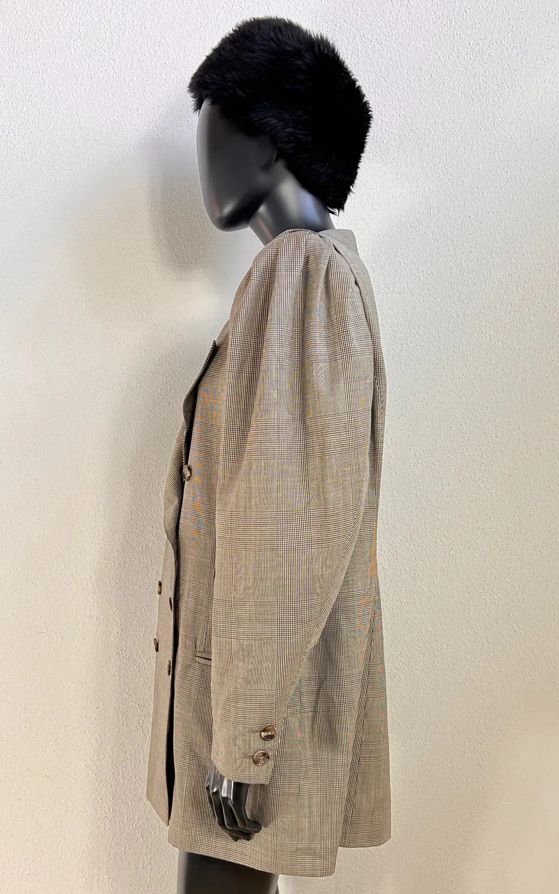 Vintage Rena Lange Glen Check Wool Blazer