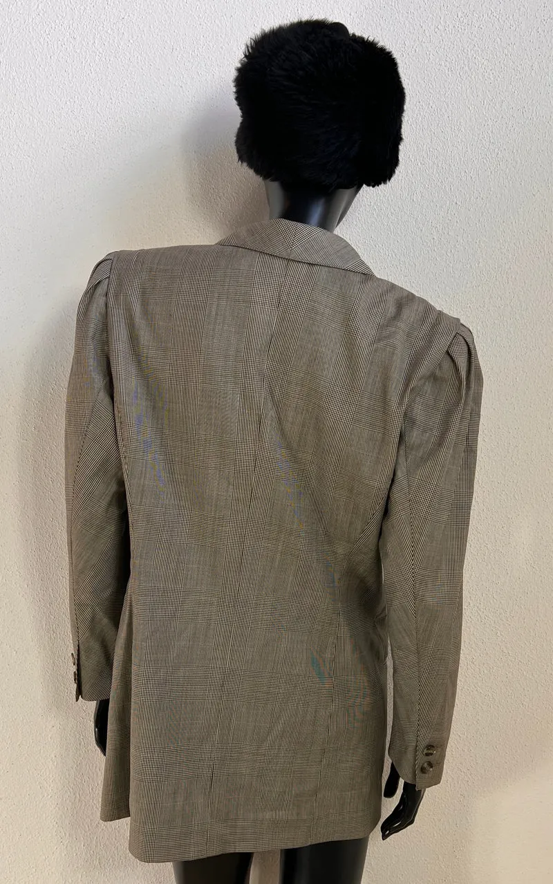 Vintage Rena Lange Glen Check Wool Blazer