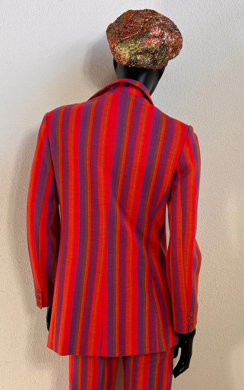 Vintage 1970s Rodier Paris Striped Trouser Suit