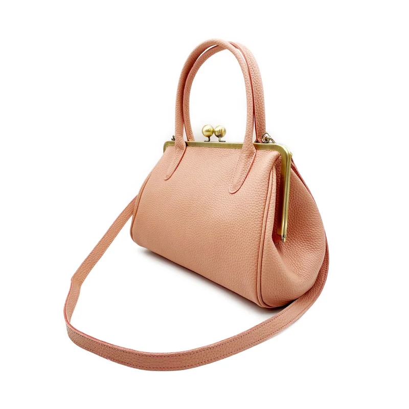 Rosa Leder Henkeltasche im Vintage-Stil "Marie" – Handtasche aus Echtleder