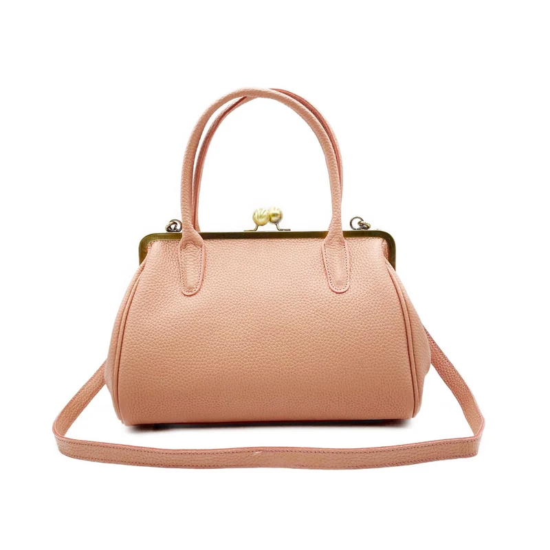 Rosa Leder Henkeltasche im Vintage-Stil "Marie" – Handtasche aus Echtleder