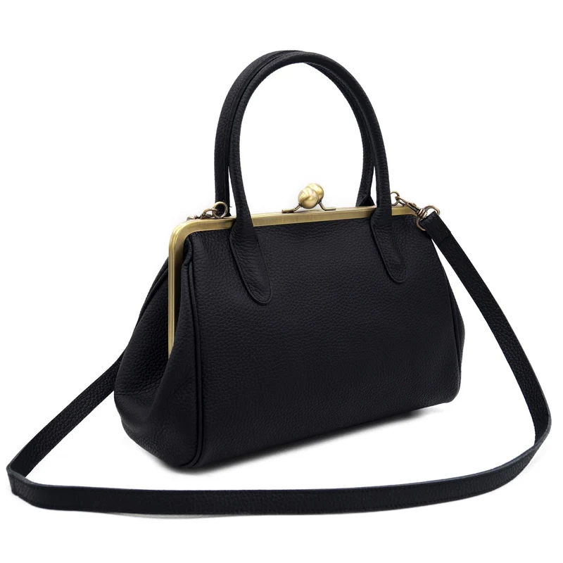 Rosa Leder Henkeltasche im Vintage-Stil "Marie" – Handtasche aus Echtleder