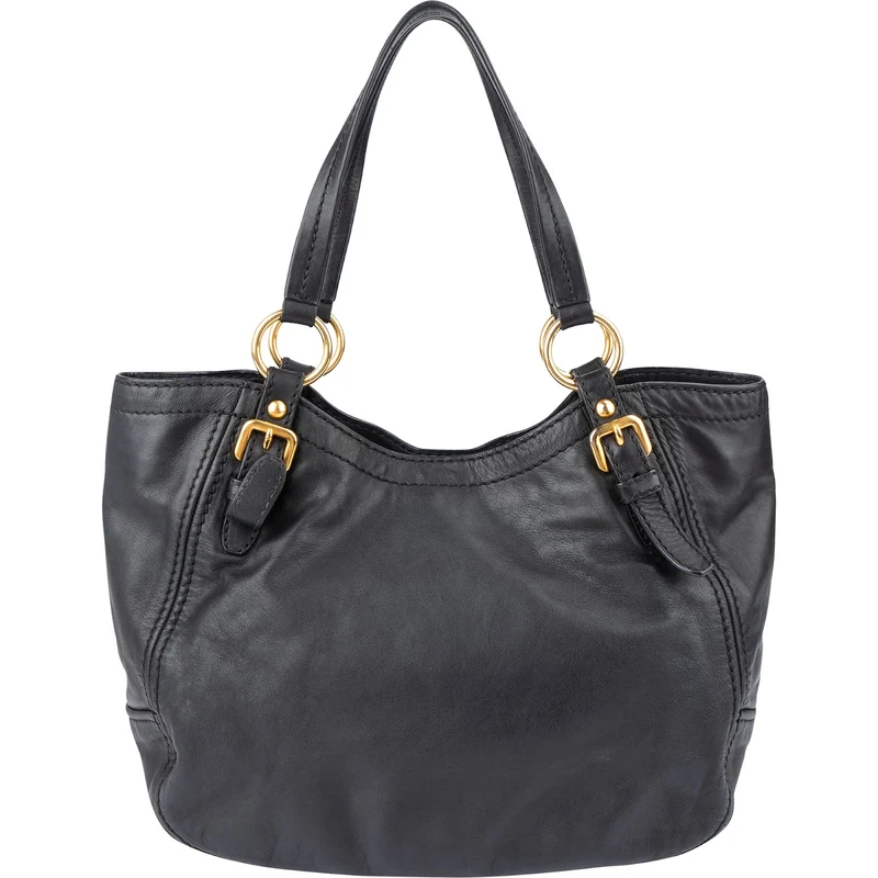 Prada Black Soft Calfskin Hobo Shoulder Bag