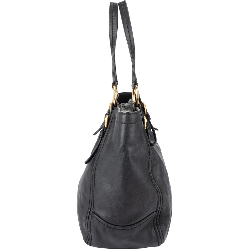 Prada Black Soft Calfskin Hobo Shoulder Bag
